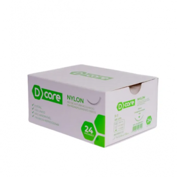 .Fio de sutura agulhado nylon 4-0 - 1/2circ. - 1,5cm- D CARE