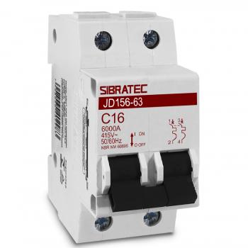 Disjuntor Bifásico DIN 16A C 6ka JD156 - Sibratec